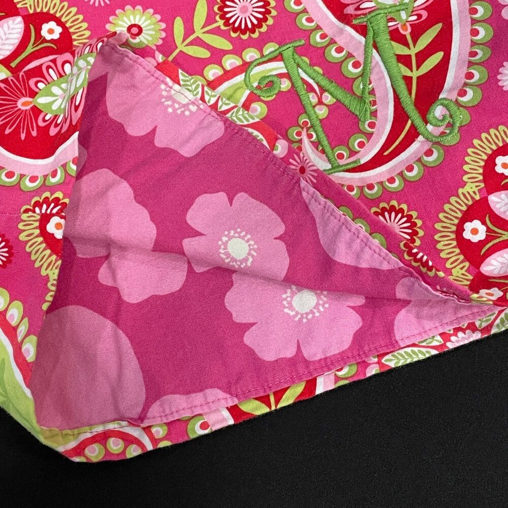 ~ Sundress Girls 4 Monogram M Reversible Floral Pink Paisley - like Lilly P - Picture 3 of 12